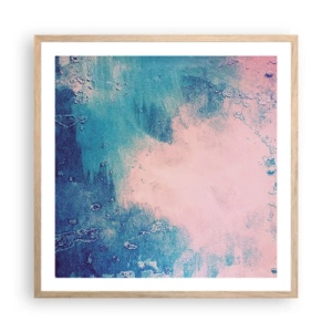 Poster in einem Rahmen aus heller Eiche - Himmelsblaue Umarmungen - 60x60 cm