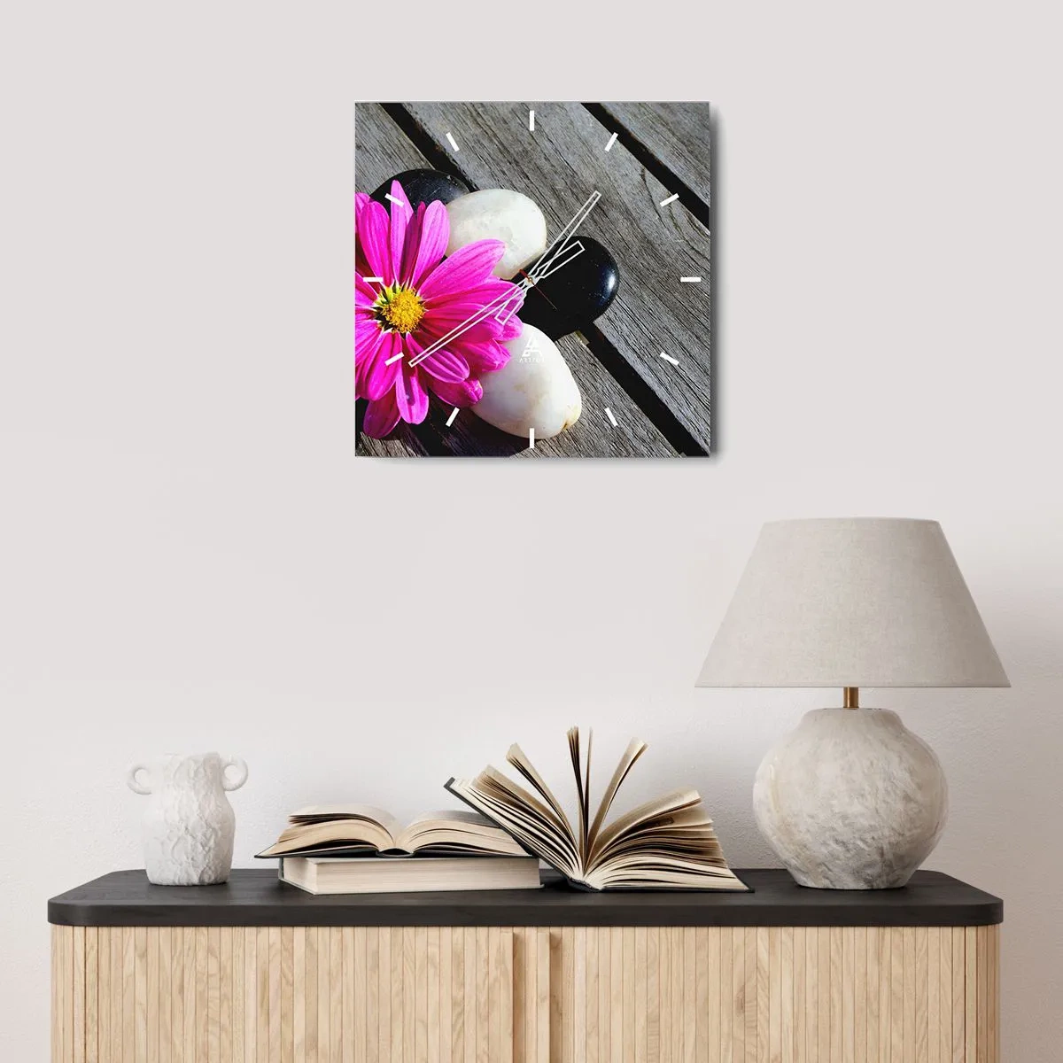 Wanduhr - Glasuhr - Ruhe auf dem Pier - 40x40 cm