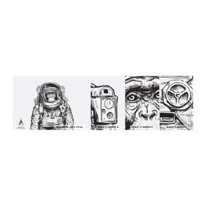 Fototapetenmuster Standard Eco - Alternative Evolution - Abstraktion, Astronaut, Affe - 100x30 cm