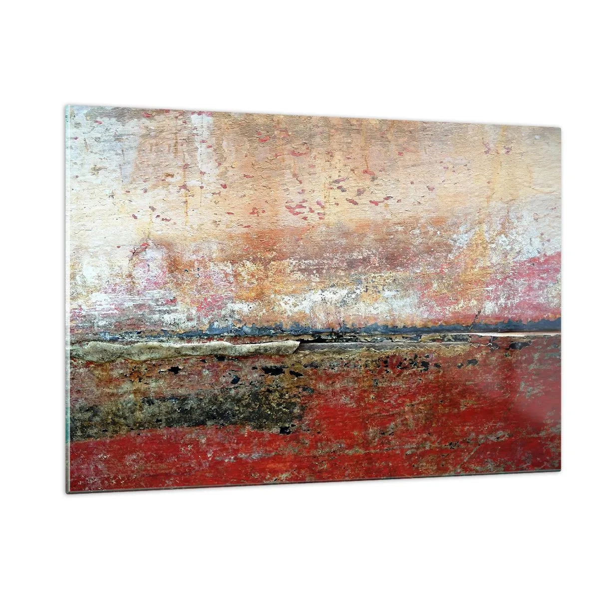 Glasbild - Bild auf glas - Abstrakte Textur in Rot- und Ockertönen - 120x80cm - Vielleicht liegt es am Meer - Moderne Wanddekoration für Wohnzimmer und Schlafzimmer ARTTOR
