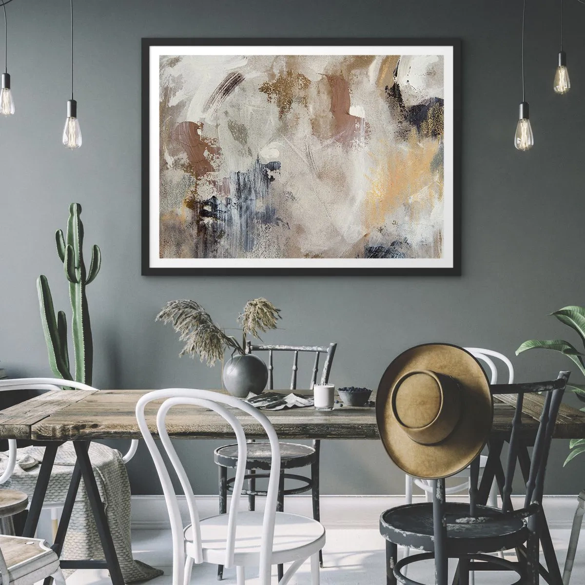 Poster in einem schwarzem Rahmen - Neblige Abstraktion - 91x61 cm