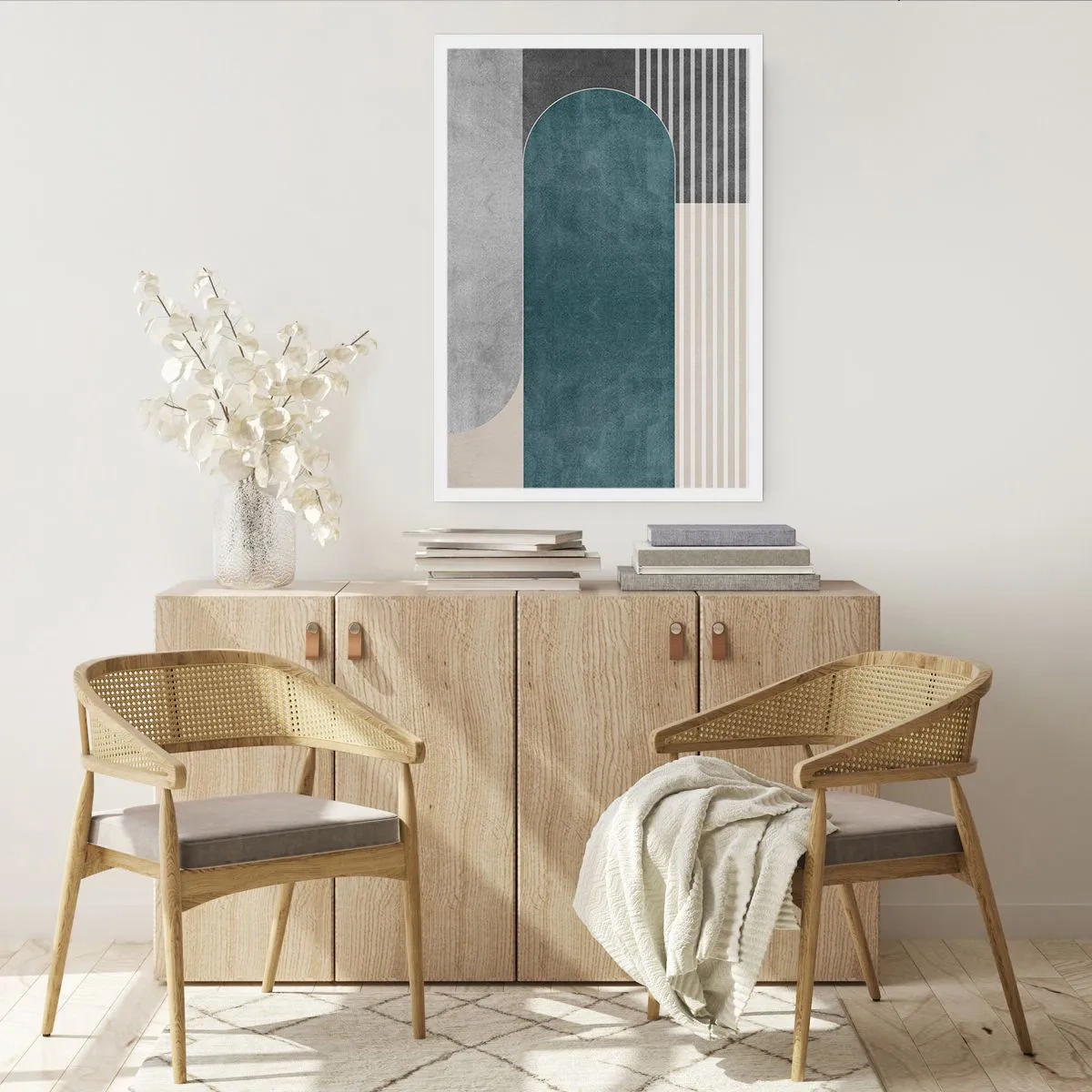 Poster - Geometrische Komposition in Grün- und Grautönen - 50x70cm - Komposition auf der Ebene - Moderne Wanddekoration für Wohnzimmer und Schlafzimmer ARTTOR