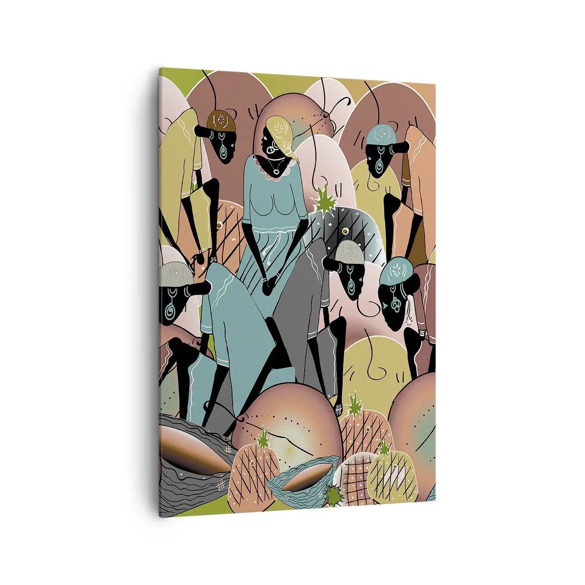 Bild auf Leinwand - Leinwandbild - Eine farbenfrohe abstrakte Komposition, inspiriert von der afrikanischen Kultur - 70x100cm - Ein toller Urlaub steht bevor - Moderne Wanddekoration für Wohnzimmer und Schlafzimmer ARTTOR