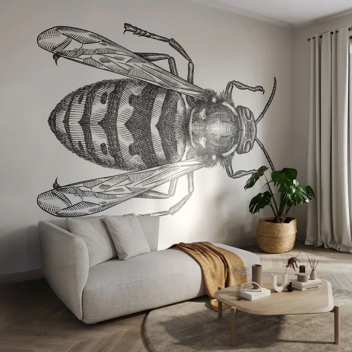 Maßgeschneiderte Fototapete Premium Canvas - Von einem Insektenplaneten - Wespe, Insekt, Minimalistisch