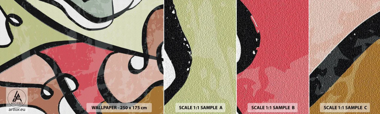 Fototapetenmuster Standard Eco - Pirouetten unter Farben - Abstraktion, Stück, Modern - 100x30 cm