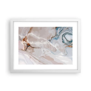 Poster in einem weißen Rahmen - Blau schlängelt sich unter dem Weiß - 40x30 cm