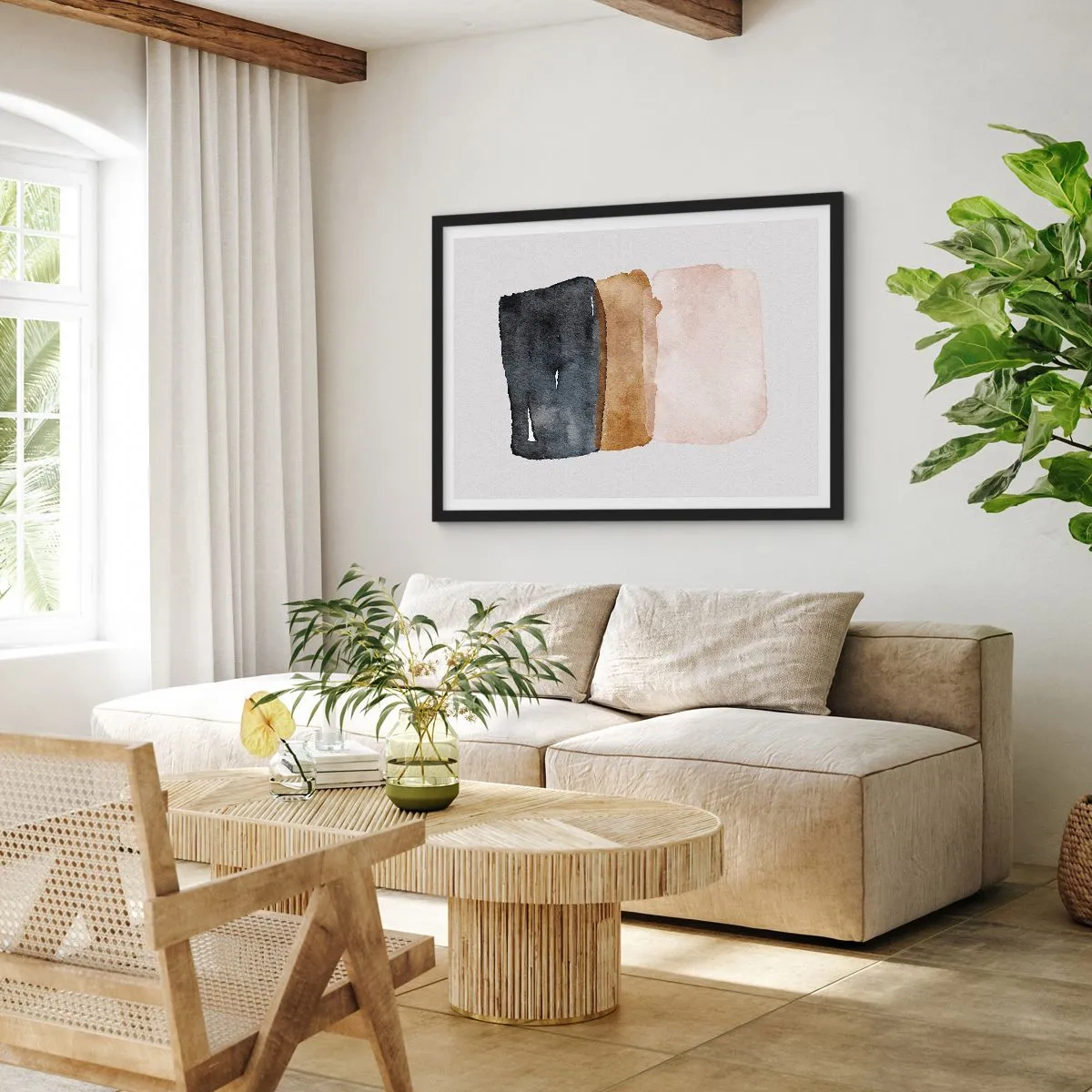 Poster in einem schwarzem Rahmen - Die Komposition der Farben der Erde - 91x61 cm