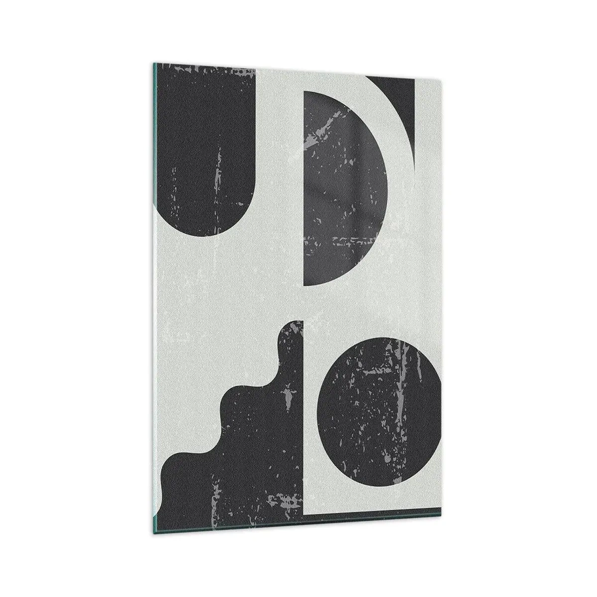 Glasbild - Bild auf glas - Geometrische Muster in Schwarz- und Grautönen - 80x120cm - Komposition oben und unten - Moderne Wanddekoration für Wohnzimmer und Schlafzimmer ARTTOR