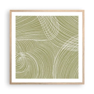 Poster in einem Rahmen aus heller Eiche - Komplizierte Abstraktion in Weiß - 60x60 cm