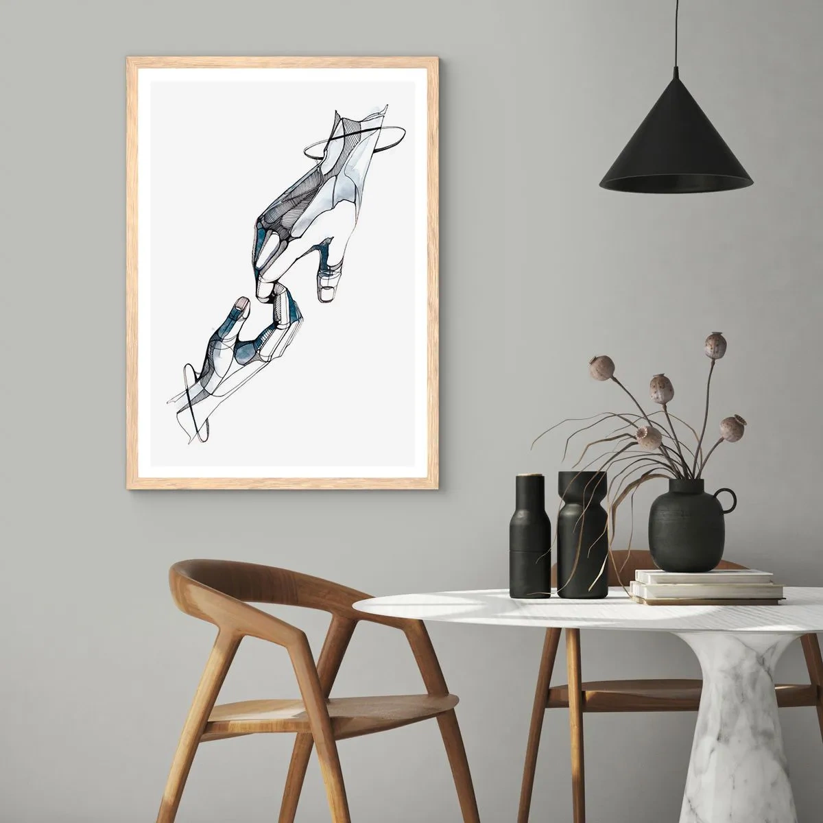 Poster in einem Rahmen aus heller Eiche - Eine gute Geste - 30x40 cm