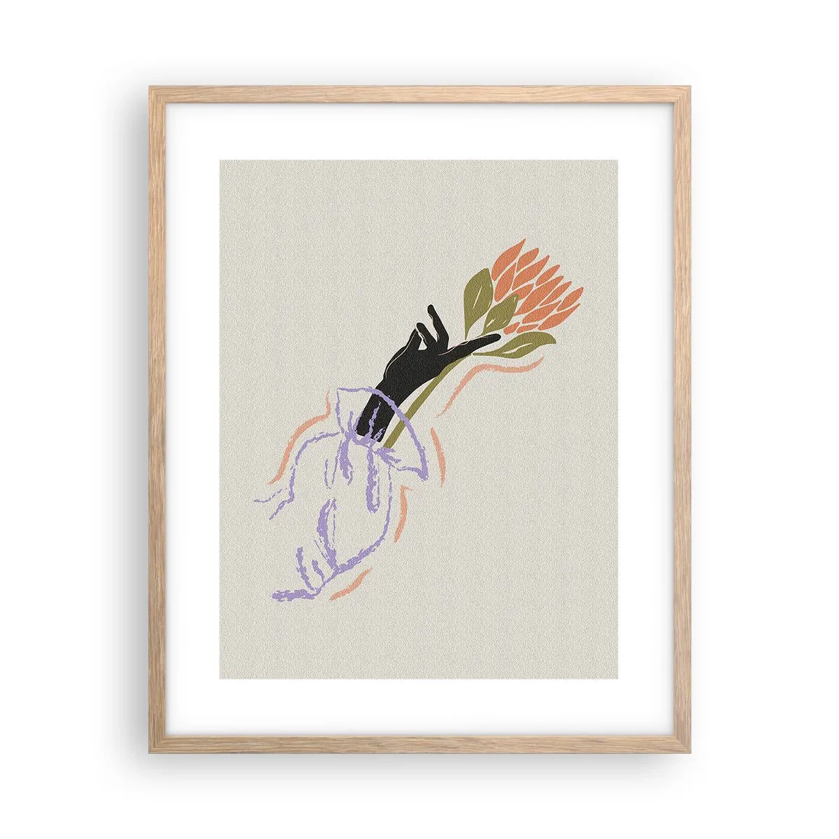 Poster in einem Rahmen aus heller Eiche - Schwesterliche Berührung - 40x50 cm