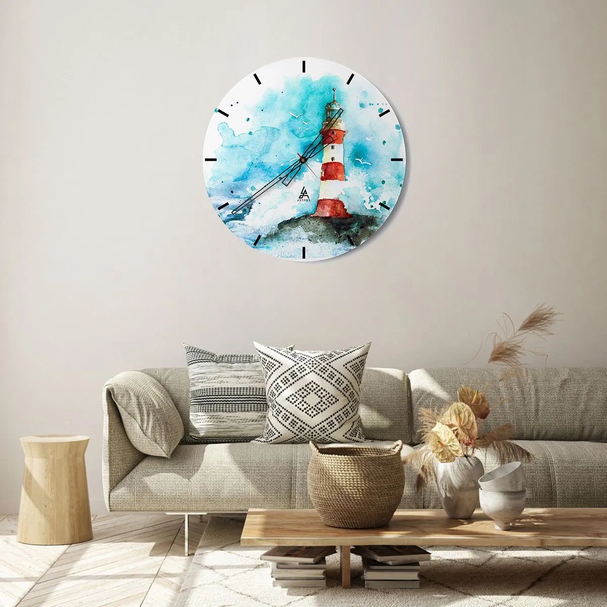 Wanduhr - Glasuhr - Einheit der Elemente - 30x30 cm