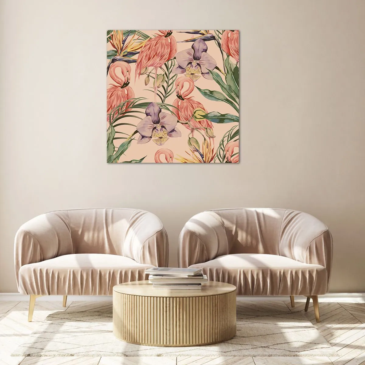 Glasbild - Bild auf glas - Rosa Ballett in Blumen - 30x30 cm