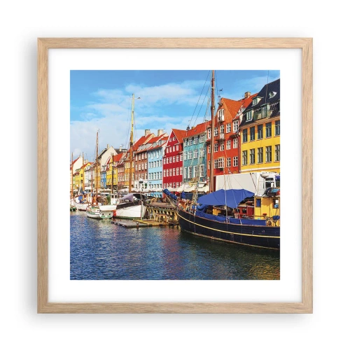 Poster in einem Rahmen aus heller Eiche - Fröhlicher Kai - 40x40 cm