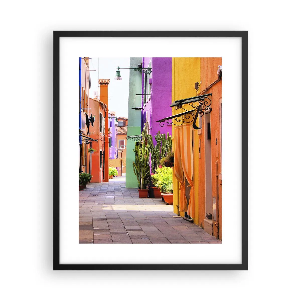 Poster in einem schwarzem Rahmen - Regenbogengasse - 40x50 cm