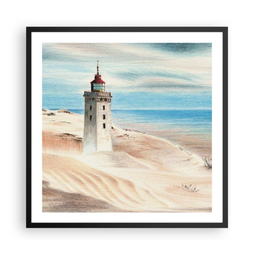 Poster in einem schwarzem Rahmen - Immer aufs Meer starrend - 60x60 cm