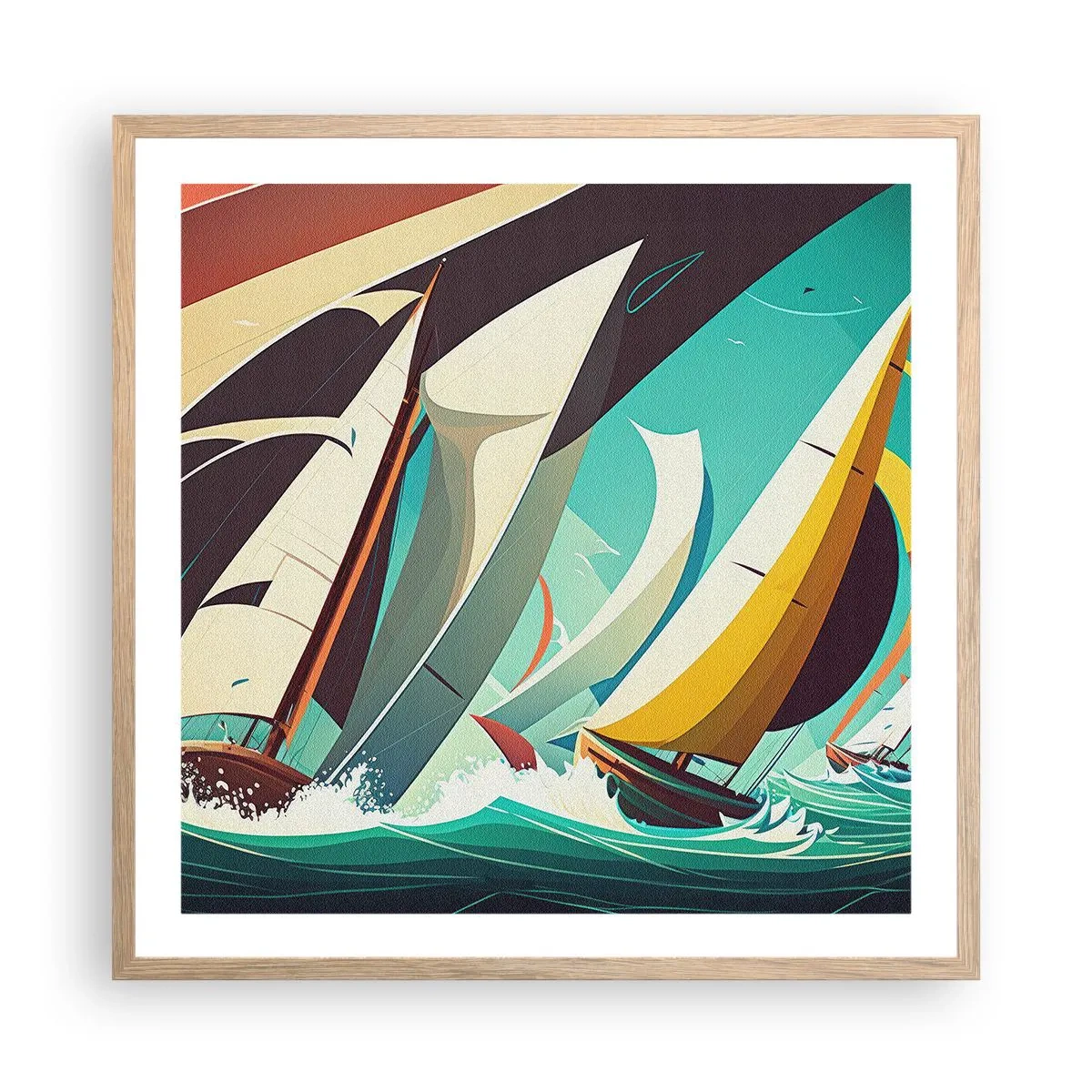 Poster in einem Rahmen aus heller Eiche - Viel Glück mit den Elementen - 60x60 cm