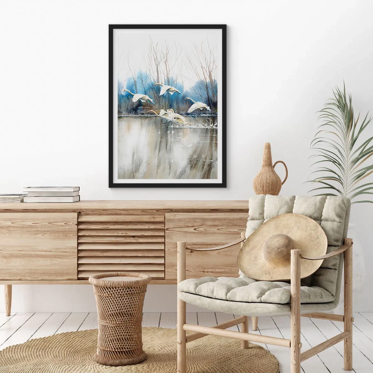 Poster in einem schwarzem Rahmen - Wie im Märchen von den wilden Schwänen - 70x100 cm