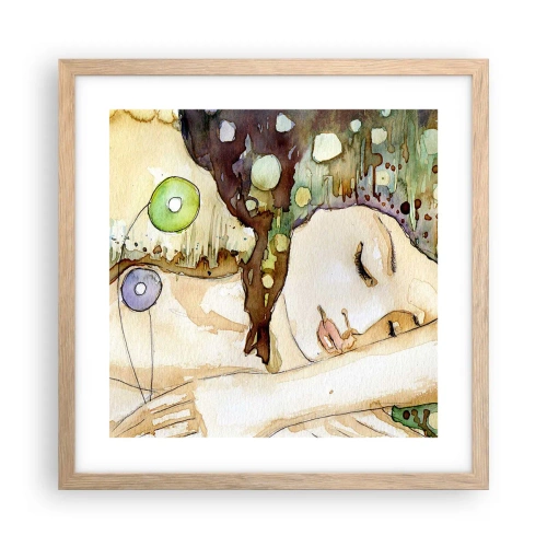 Poster in einem Rahmen aus heller Eiche - Ein smaragd-violetter Traum - 40x40 cm