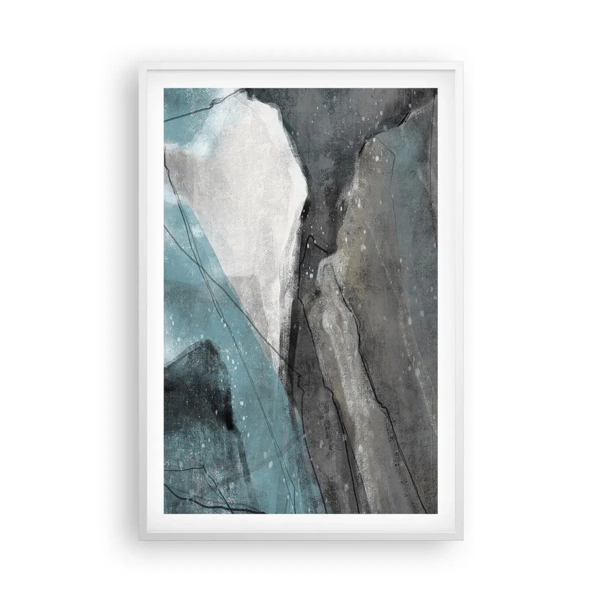 Poster in einem weißen Rahmen - Abstraktion: Felsen und Eis - 61x91 cm