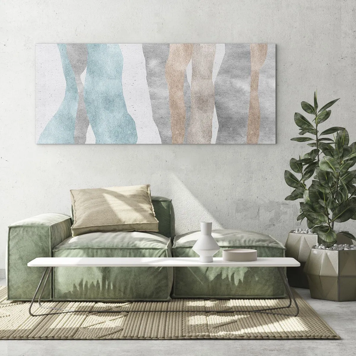 Glasbild - Bild auf glas - Abstrakte Streifen in Pastelltönen - 140x50cm - Studie über Nähe - Moderne Wanddekoration für Wohnzimmer und Schlafzimmer ARTTOR