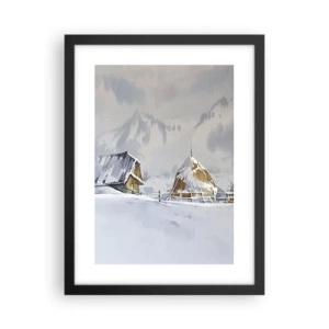 Poster in einem schwarzem Rahmen - In einem verschneiten Talkessel - 30x40 cm