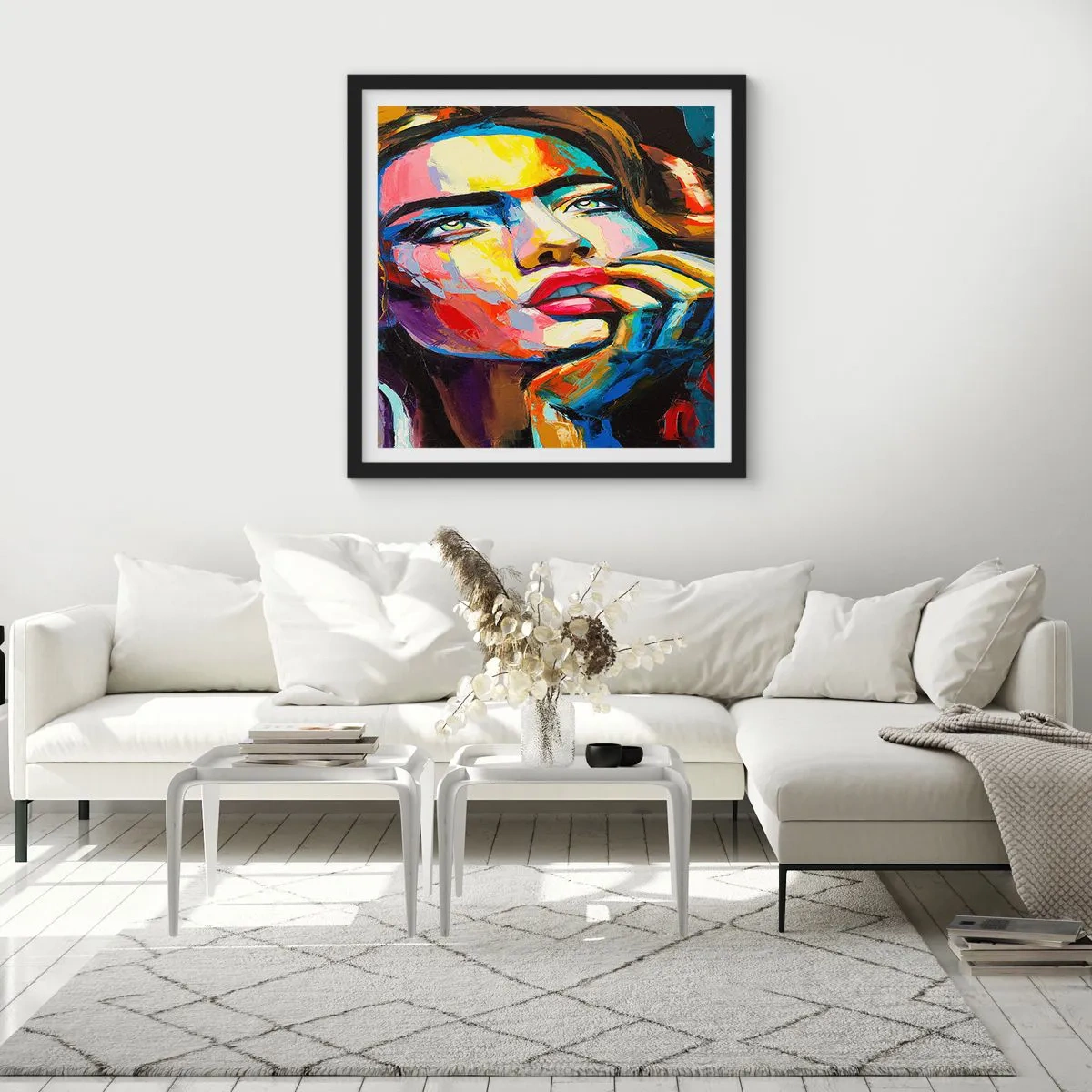 Poster in einem schwarzem Rahmen - Träume fliegen am Himmel wie Vögel - 50x50 cm