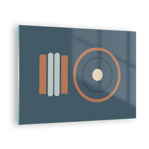 Glasbild - Bild auf glas - Abstrakte geometrische Formen in gedeckten Farben, mit Kreisen und Linien - 70x50cm - Das Wesen der Dinge - Moderne Wanddekoration für Wohnzimmer und Schlafzimmer ARTTOR