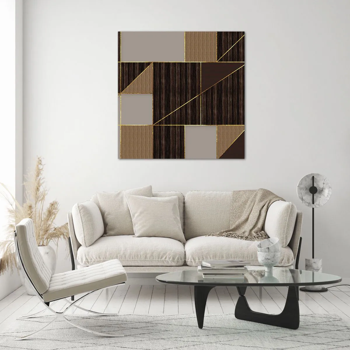 Glasbild - Bild auf glas - Ein Mosaik aus Braun und Gold - 70x70 cm