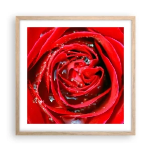 Poster in einem Rahmen aus heller Eiche - In den Tautropfen - 50x50 cm