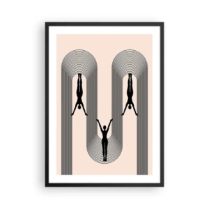 Poster in einem schwarzem Rahmen - Minimalistische Silhouetten in geometrischer Komposition - 50x70cm - Verkehrt herum - Moderne Wanddekoration für Wohnzimmer und Schlafzimmer ARTTOR