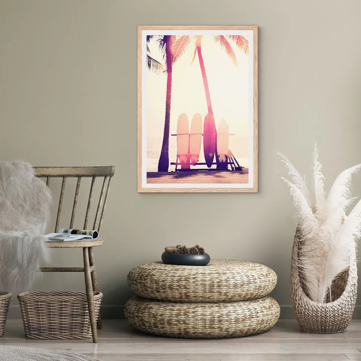 Poster in einem Rahmen aus heller Eiche - Es wird ein toller Tag - 30x40 cm