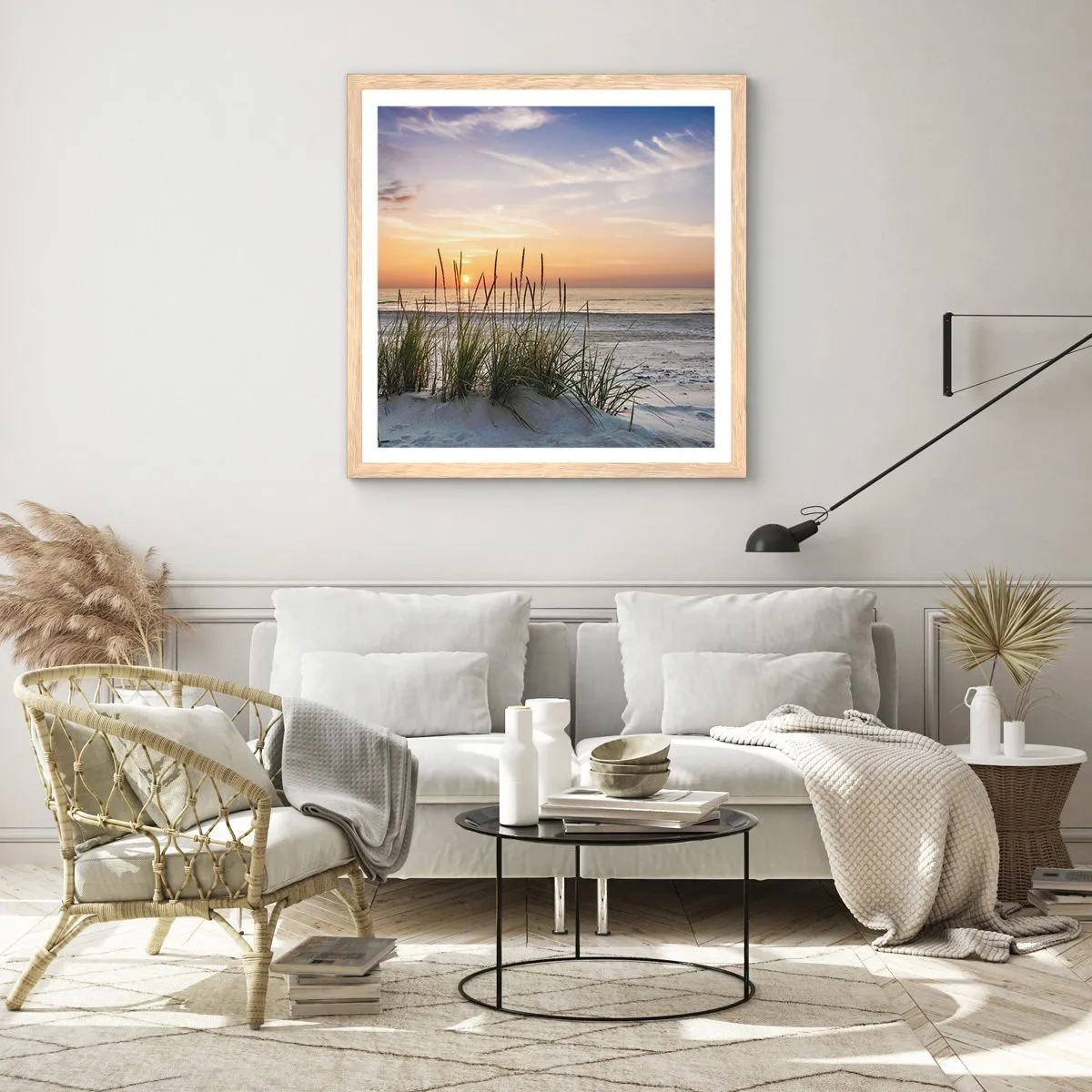 Poster in einem Rahmen aus heller Eiche - Schau, denk, fühl - 50x50 cm