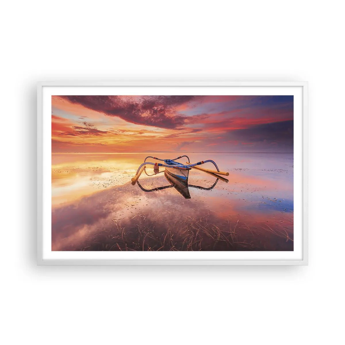 Poster in einem weißen Rahmen - Die Ruhe eines tropischen Abends - 91x61 cm