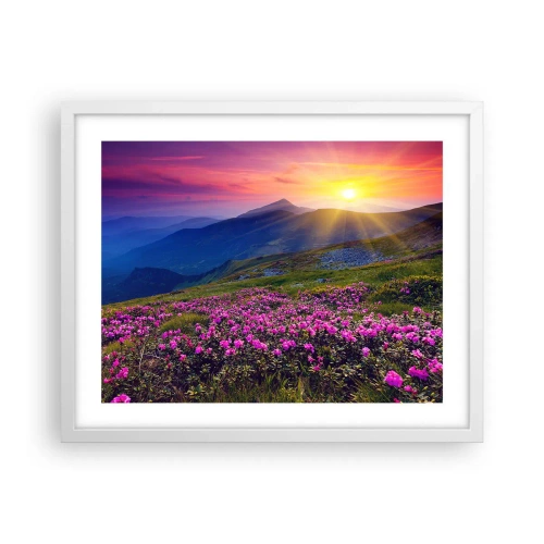 Poster in einem weißen Rahmen - … Und drumherum duftet es nach Latschenkiefer und dem Duft von Kräutern - 50x40 cm