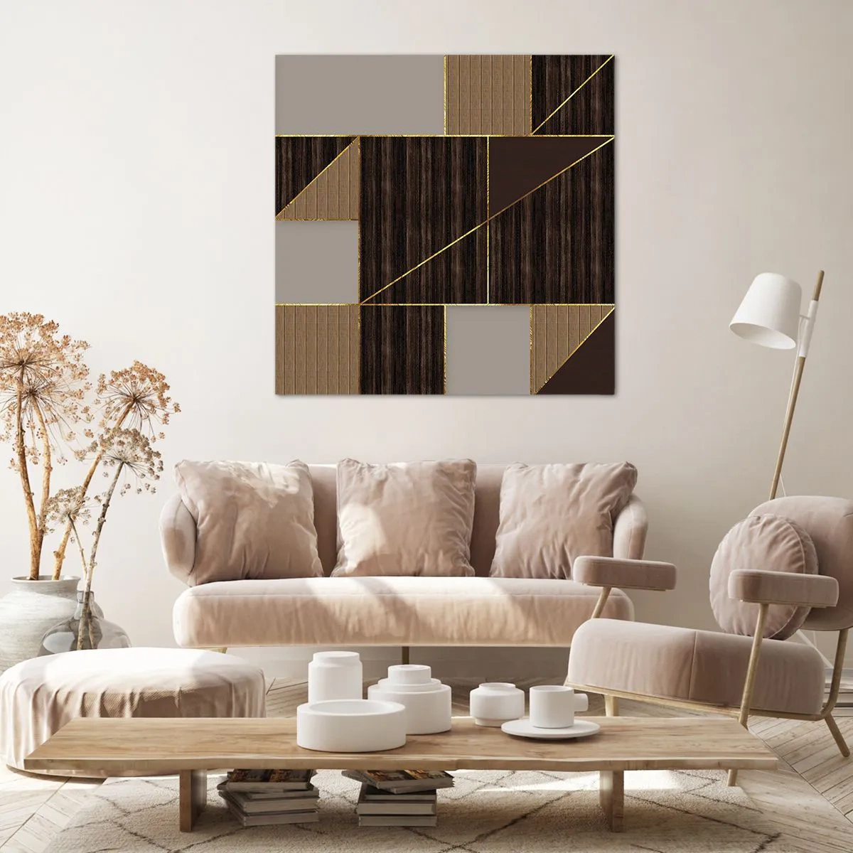 Bild auf Leinwand - Leinwandbild - Ein Mosaik aus Braun und Gold - 70x70 cm