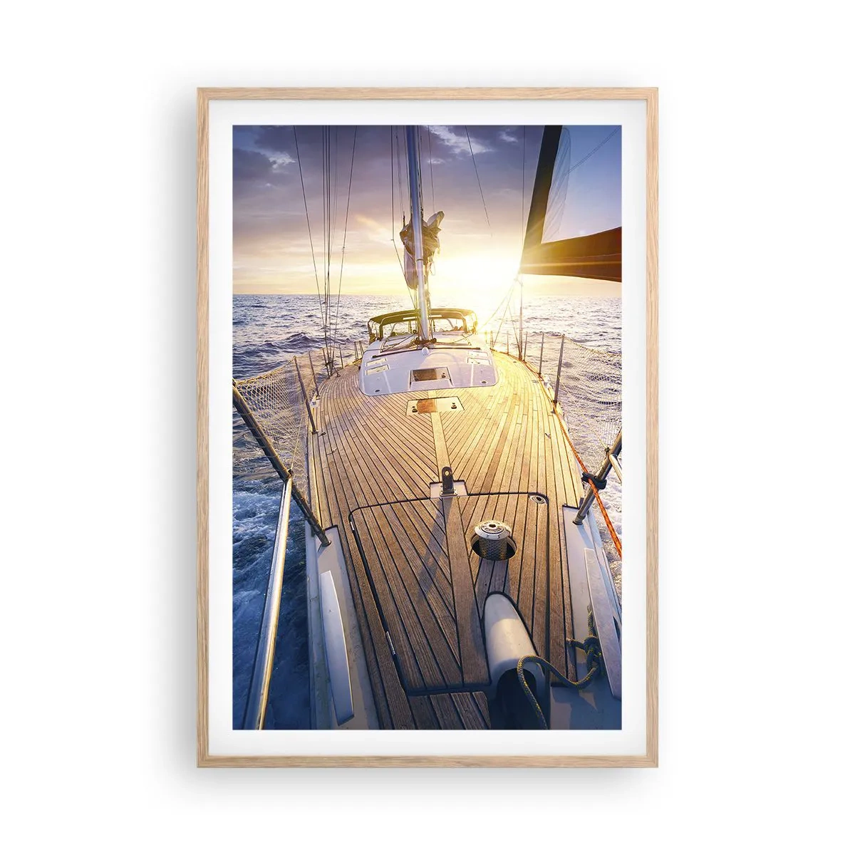 Poster in einem Rahmen aus heller Eiche - Laufen unter den Wellen - 61x91 cm