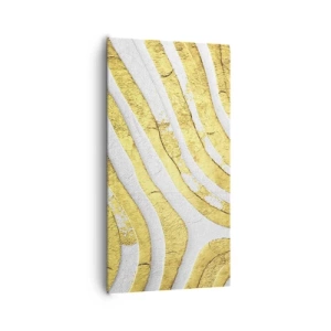 Bild auf Leinwand - Leinwandbild - Komposition in Weiß und Gold - 65x120 cm