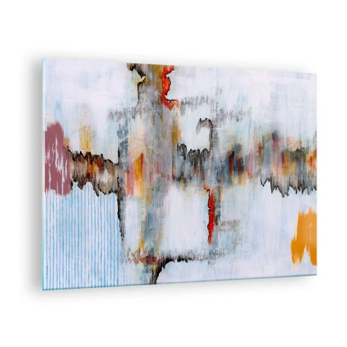 Glasbild - Bild auf glas - Abstrakte Komposition mit energetischen Farben - 70x50cm - Ein Stock auf dem Wasser - Moderne Wanddekoration für Wohnzimmer und Schlafzimmer ARTTOR