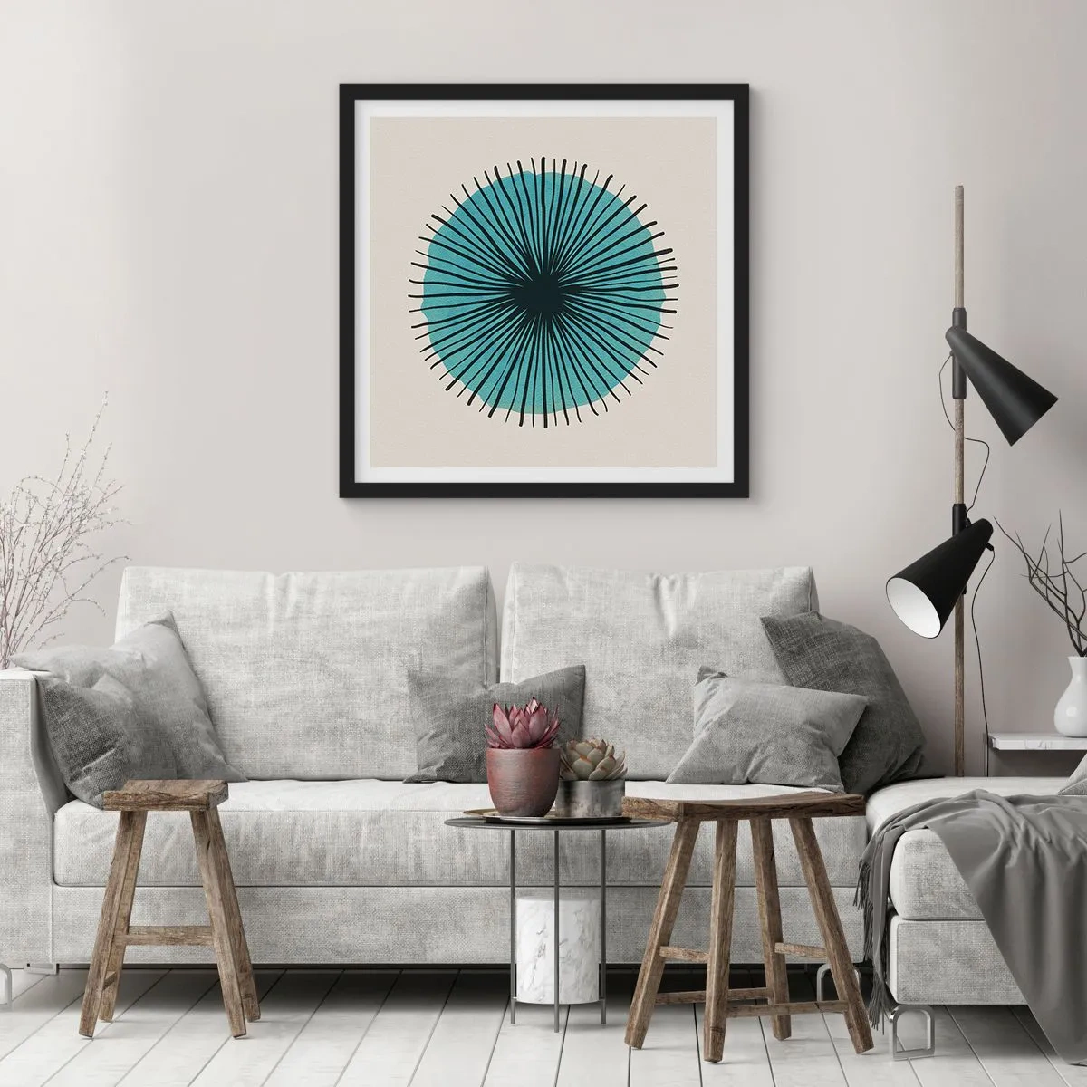 Poster in einem schwarzem Rahmen - Strahlend im Blau - 40x40 cm