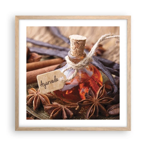 Poster in einem Rahmen aus heller Eiche - Zur Einheit von Körper und Geist - 50x50 cm