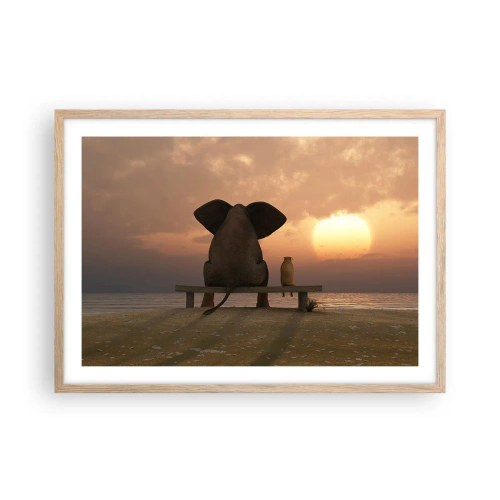 Poster in einem Rahmen aus heller Eiche - Es tut gut zusammen zu schweigen - 70x50 cm