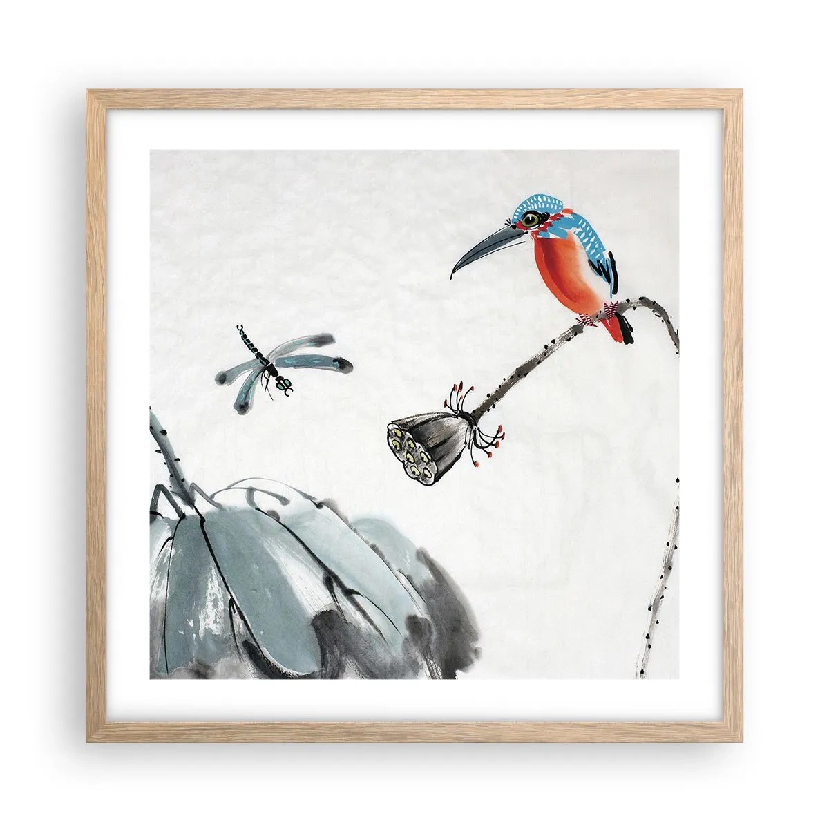 Poster in einem Rahmen aus heller Eiche - Das Leben der Wiese - 50x50 cm