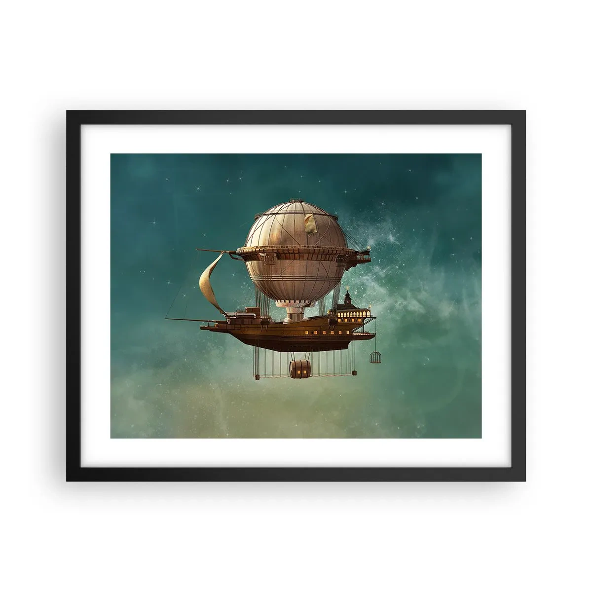 Poster in einem schwarzem Rahmen - Jules Verne sagt Hallo - 50x40 cm