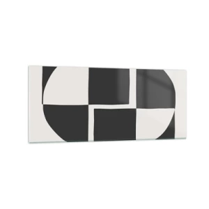Glasbild - Bild auf glas - Abstrakte geometrische Formen in Schwarz und Weiß - 120x50cm - Antithese - Synthese - Moderne Wanddekoration für Wohnzimmer und Schlafzimmer ARTTOR