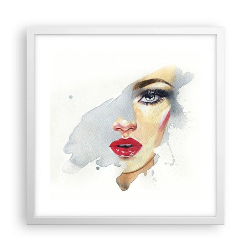 Poster in einem weißen Rahmen - Abspiegeln in einem Wassertropfen - 40x40 cm