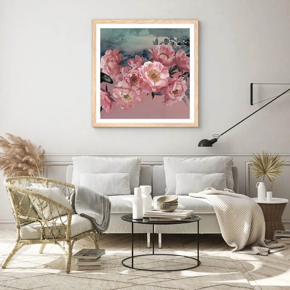 Poster in einem Rahmen aus heller Eiche - Der Höhepunkt der Romantik - 40x40 cm