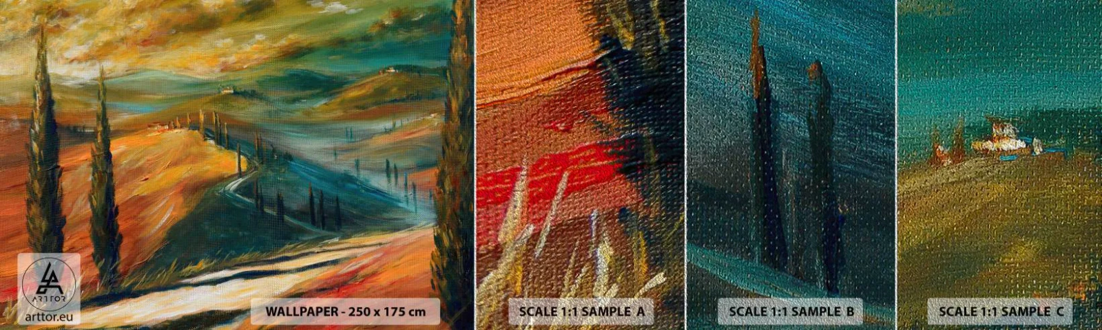 Fototapeten Muster Premium Sand - Toskanische Landschaft - Landschaft, Toskana, Reisen - 100x30 cm