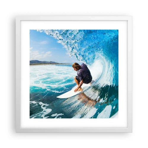 Poster in einem weißen Rahmen - Tanzen mit den Wellen - 40x40 cm