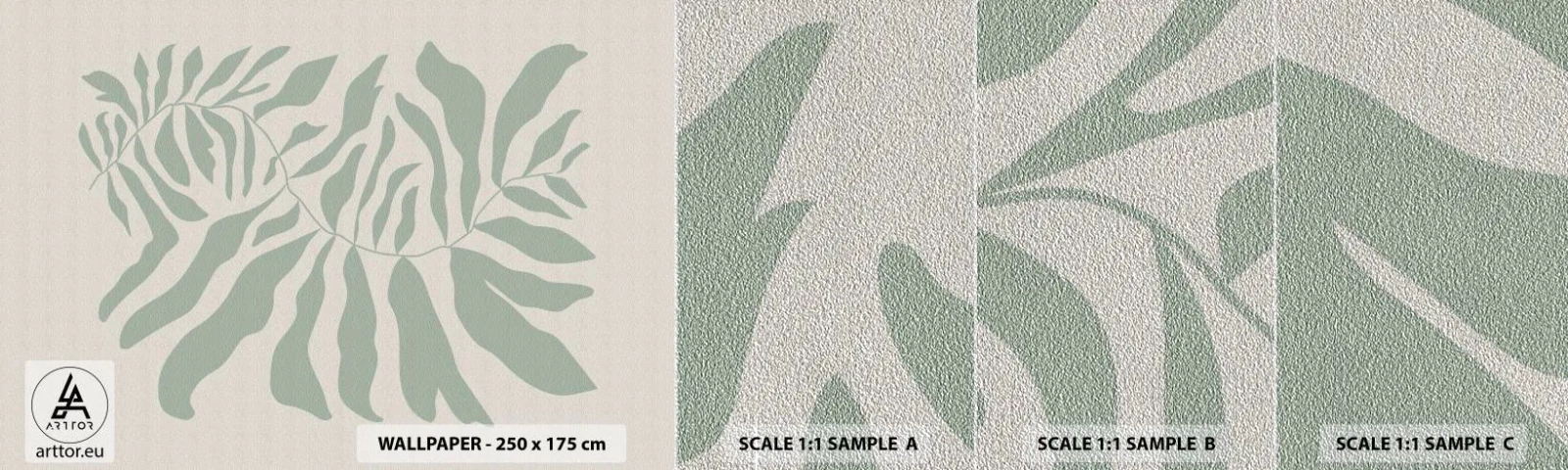 Fototapeten Muster Premium Sand - Smaragdzweig - Boho, Anlage, Botanisch - 100x30 cm